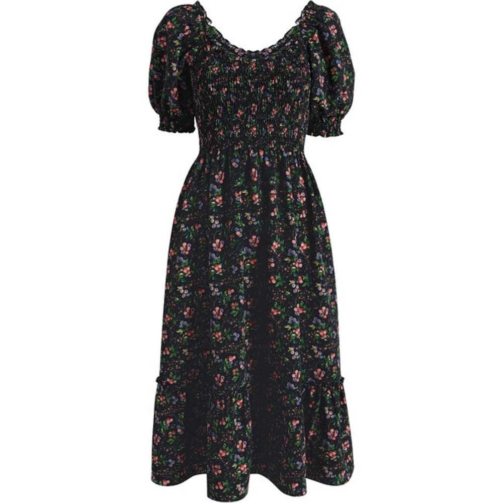 Hill House Black Puff Sleeve Midi Sundress